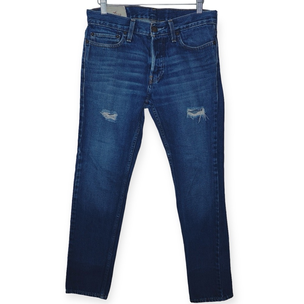 Hollister Men’s Button Fly Slim Fit Distressed Jeans 30x30 in